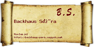 Backhaus Sára névjegykártya