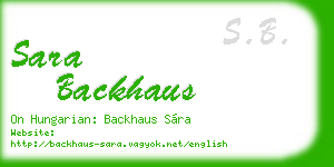 sara backhaus business card